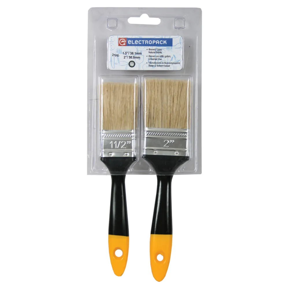 Πινέλα 1.5''/38.1mm& 2''/50.8mm,  2 τμχ.Blister, με φυσική τρίχα
