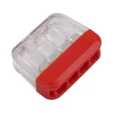 Κλέμμα Ταχείας Σύνδεσης 4P Κόκκινη 0.5-2.5mm2 Μονόκλωνο 24Α 250V d19.7l16h7mm PC & Copper& ST 301