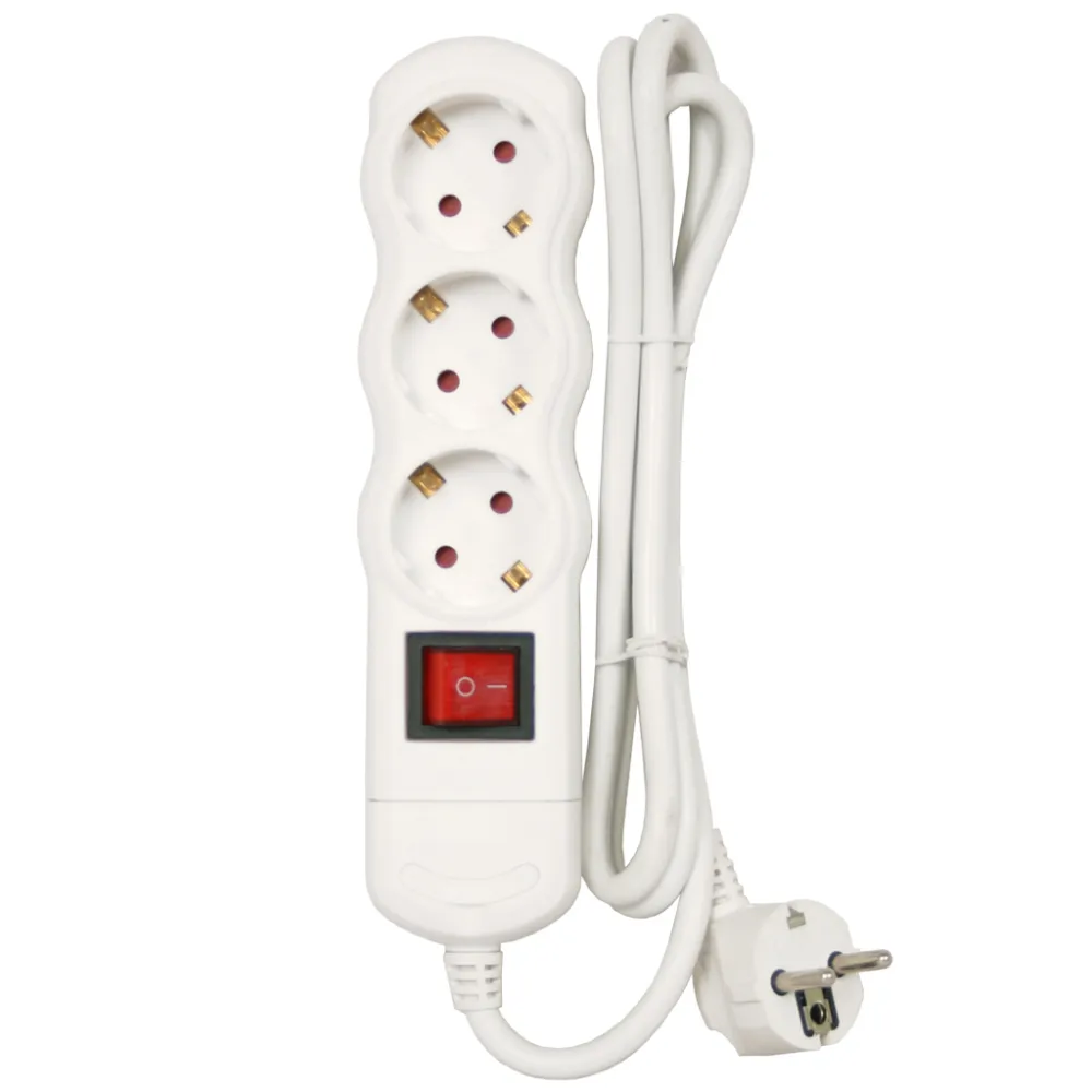 3 Πολύπριζο με Διακόπτη 3x1.5mm2 1,5m Λευκό