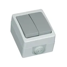 Διακόπτης στεγανός  K/R ή Διπλός A/R Ασημί IP54 10A Γερμανικών Προδιαγραφών VDE