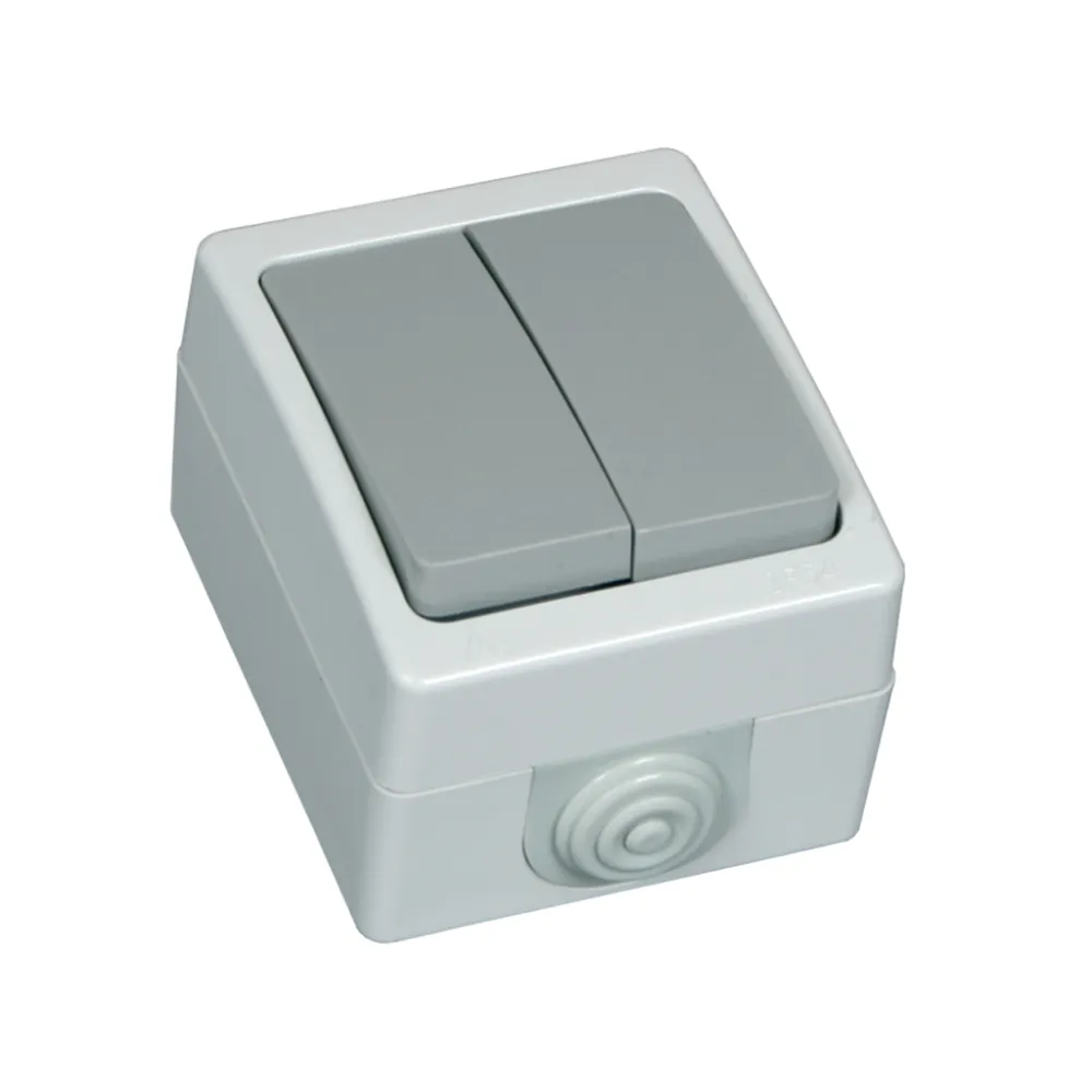 Διακόπτης στεγανός  K/R ή Διπλός A/R Ασημί IP54 10A Γερμανικών Προδιαγραφών VDE