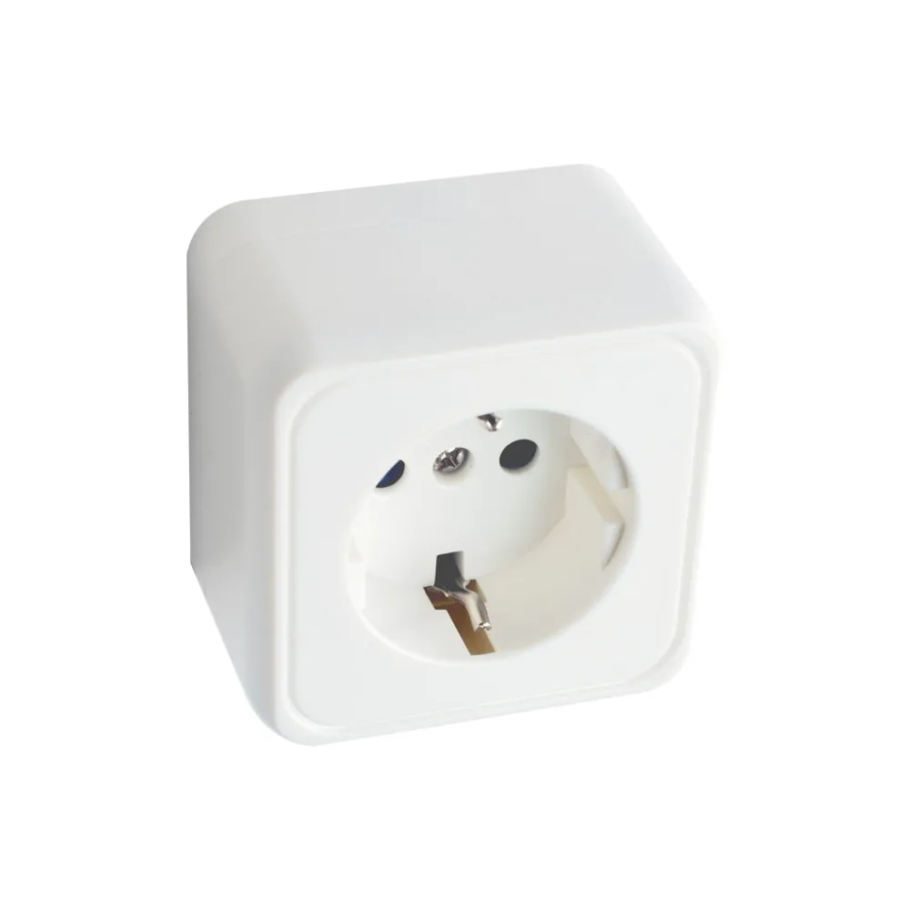 Πρίζα Σούκο Εξωτερικής Τοποθέτησης Με Παιδική Προστασία, Λευκή, 16A 250V w6.5l6.5d4.1cm