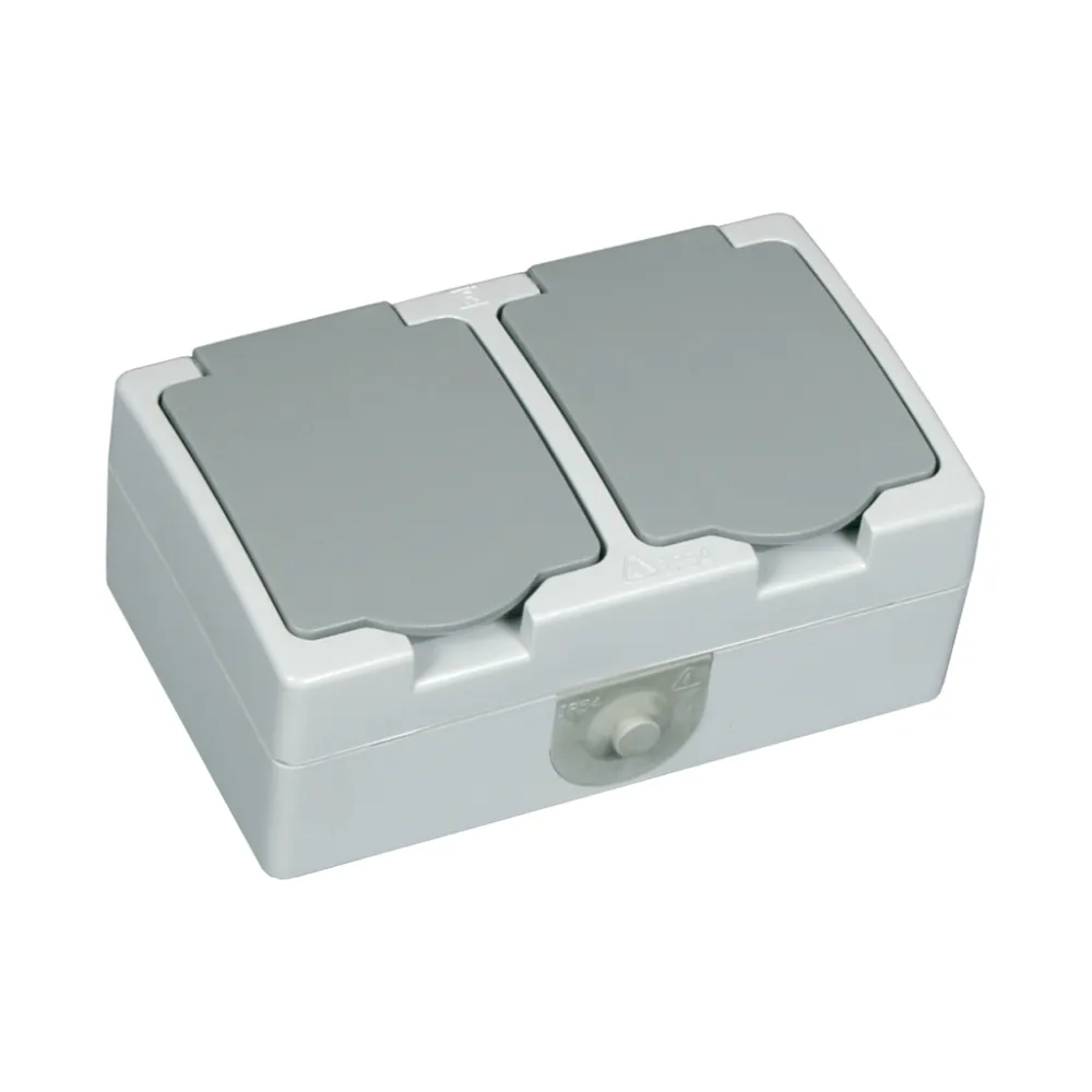 Πρίζα στεγανή Σούκο Διπλή Γκρί  IP54 16A ΗΜΡΡ/02551 Γερμανικών Προδιαγραφών VDE