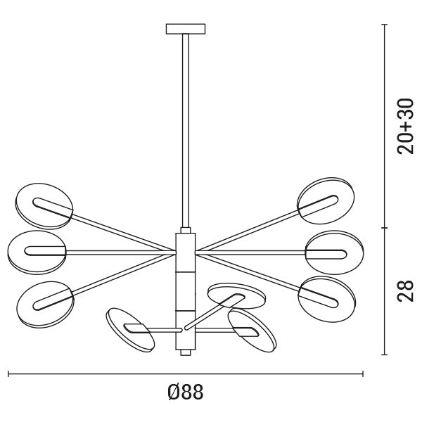 Φωτιστικό Κρεμαστό 9φωτο LED 63W 3CCT 88x65 Μαύρο - Χρυσό ARTE ILLUMINA - εικόνα 3