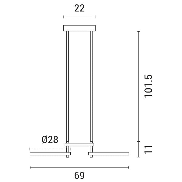 Φωτιστικό Κρεμαστό 3φωτο LED 33W 700x280x250 Μαύρο ARTE ILLUMINA - εικόνα 3