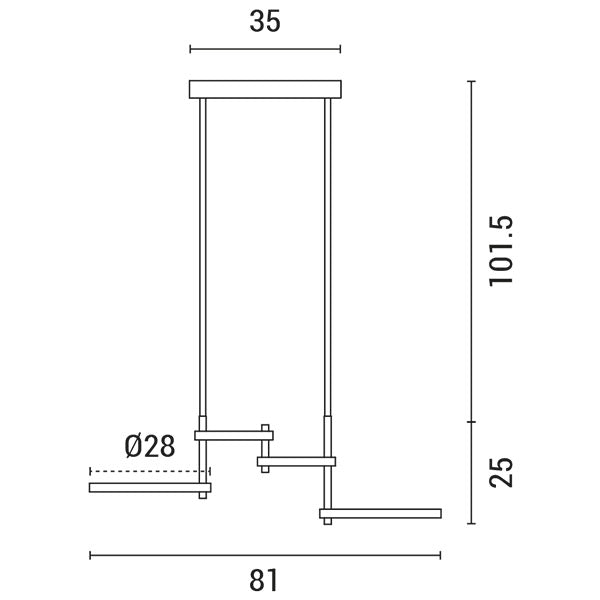 Φωτιστικό Κρεμαστό 4φωτο LED 40W 810x280x320 Μαύρο ARTE ILLUMINA - εικόνα 3