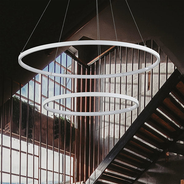 Φωτιστικό Κρεμαστό Στρογγυλό LED 37W Φ40X Φ60x110 Λευκό ARTE ILLUMINA Doppia - εικόνα 2