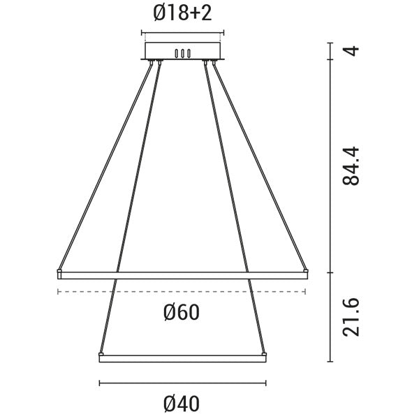 Φωτιστικό Κρεμαστό Στρογγυλό LED 37W Φ40X Φ60x110 Λευκό ARTE ILLUMINA Doppia - εικόνα 3