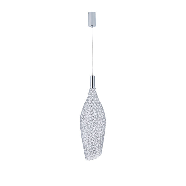 Φωτιστικό Κρεμαστό Μέταλλο Μονόφωτο LED 7.6W 780Lm 3000K Φ200x1960mm Ασημί ARTE ILLUMINA Perforato - εικόνα 2
