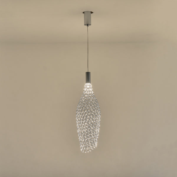 Φωτιστικό Κρεμαστό Μέταλλο Μονόφωτο LED 7.6W 780Lm 3000K Φ200x1960mm Ασημί ARTE ILLUMINA Perforato - εικόνα 3