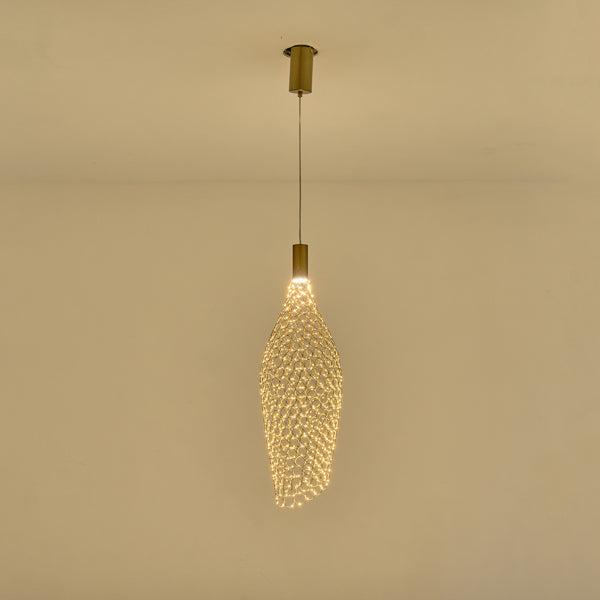 Φωτιστικό Κρεμαστό Μέταλλο Μονόφωτο LED 7.6W 780Lm 3000K Φ200x1960mm Χρυσό ARTE ILLUMINA Perforato - εικόνα 3