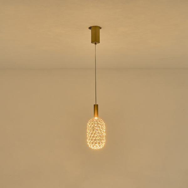 Φωτιστικό Κρεμαστό Μέταλλο Μονόφωτο LED 6.3W 648Lm 3000K Φ130x1588mm Χρυσό ARTE ILLUMINA Perforato - εικόνα 3