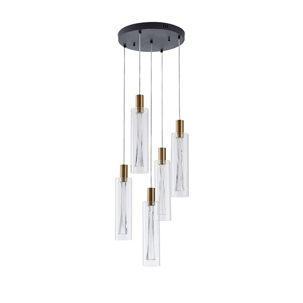 Φωτιστικό Κρεμαστό Γυαλί 5φωτο LED 38W 4400Lm 3000K Φ350x1930mm Διάφανες ARTE ILLUMINA Vial - εικόνα 2