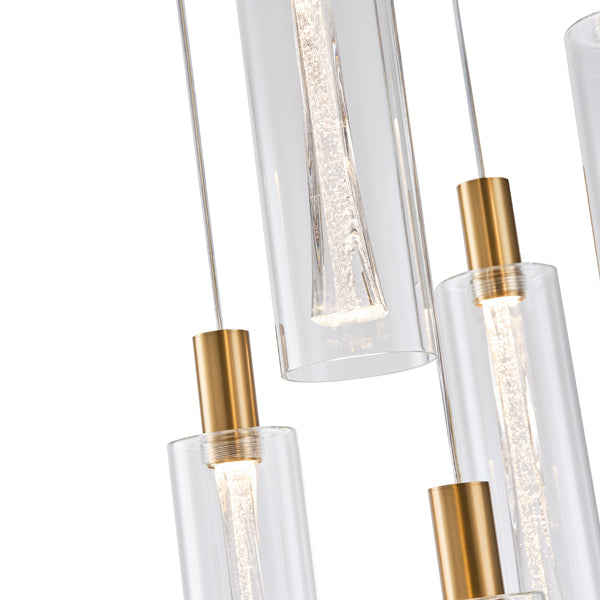 Φωτιστικό Κρεμαστό Γυαλί 5φωτο LED 38W 4400Lm 3000K Φ350x1930mm Διάφανες ARTE ILLUMINA Vial - εικόνα 4
