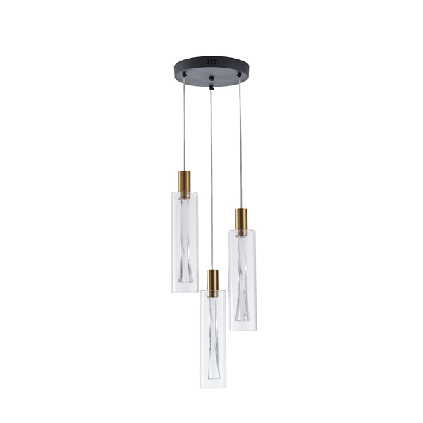 Φωτιστικό Κρεμαστό Γυαλί 3φωτο LED 21W 2500Lm 3000K Φ250x1630mm Διάφανες ARTE ILLUMINA Vial - εικόνα 2