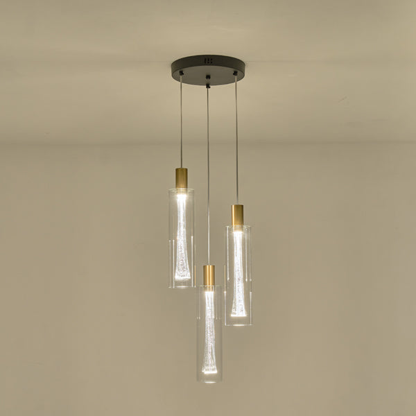 Φωτιστικό Κρεμαστό Γυαλί 3φωτο LED 21W 2500Lm 3000K Φ250x1630mm Διάφανες ARTE ILLUMINA Vial - εικόνα 3