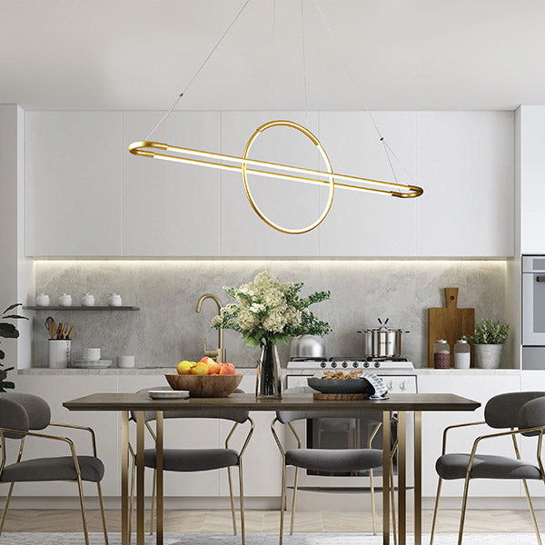 Φωτιστικό Κρεμαστό Γραμμικό LED 45W 3000κ 120x150 Χρυσό ARTE ILLUMINA - εικόνα 2