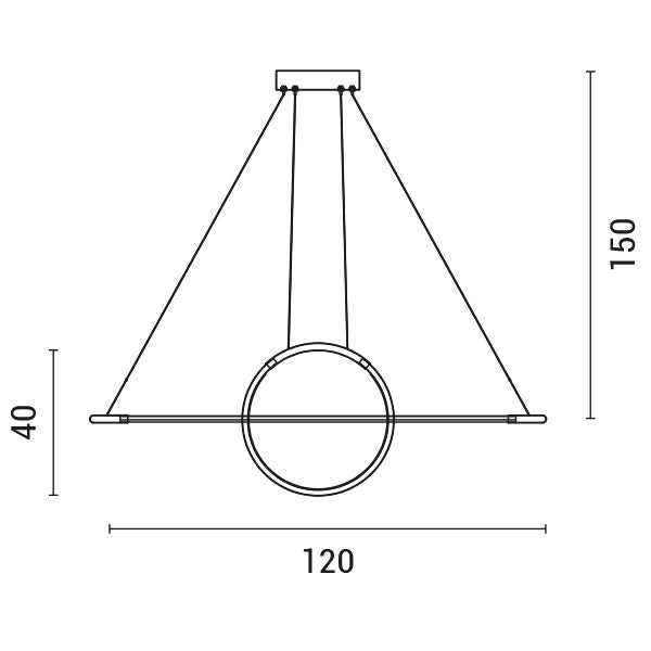 Φωτιστικό Κρεμαστό Γραμμικό LED 45W 3000κ 120x150 Χρυσό ARTE ILLUMINA - εικόνα 3