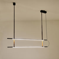 Φωτιστικό Κρεμαστό Μέταλλο - Δέρμα LED 45W 3150Lm 3000K 1400x60x1200mm Μαύρο ARTE ILLUMINA Linea - εικόνα 3