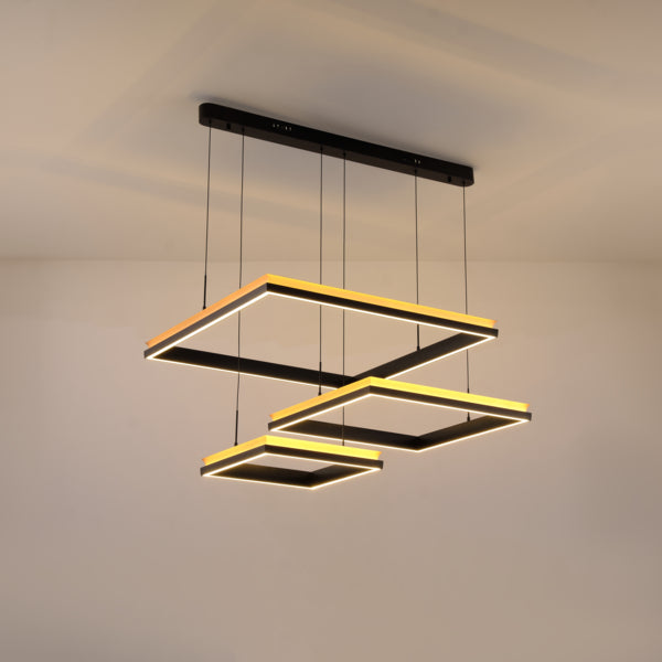 Φωτιστικό Κρεμαστό Γραμμικό LED 135W 8100Lm 3000K 1060x1500mm Μαύρο - Χρυσό ARTE ILLUMINA Serenity - εικόνα 3