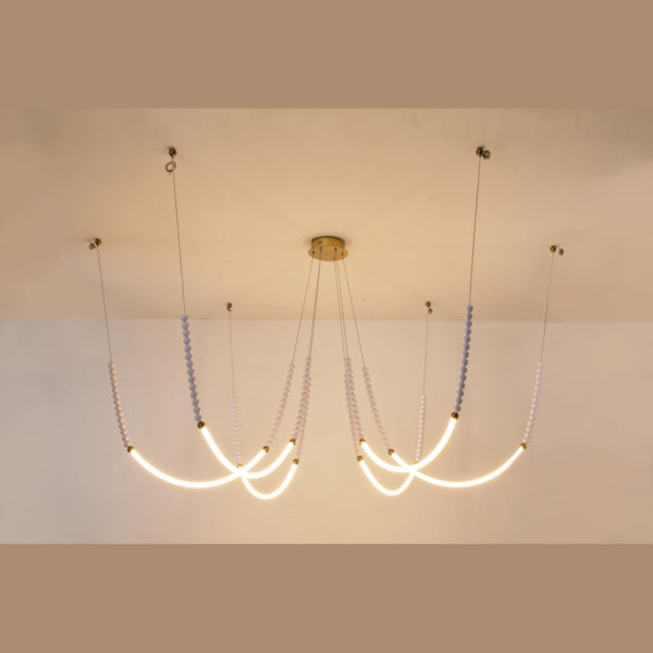 Φωτιστικό Κρεμαστό LED 75W 4500Lm 3000K 1200XH1500mm Λευκό - Χρυσό ARTE ILLUMINA Pearlette - εικόνα 3