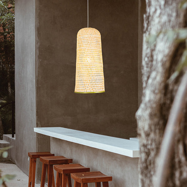 Φωτιστικό Κρεμαστό Μονόφωτο E27 Max 60W D300x600H Bamboo ARTE ILLUMINA Crossline - εικόνα 2