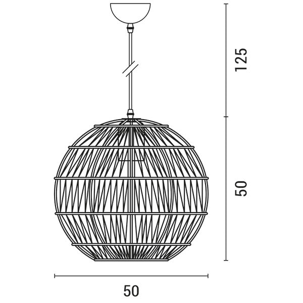 Φωτιστικό Κρεμαστό Μονόφωτο E27 MAX40W Φ50x50cm Σχοινί Λευκό ARTE ILLUMINA Vento - εικόνα 3