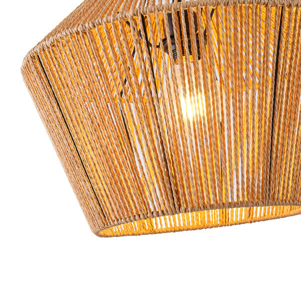 Φωτιστικό Κρεμαστό Ραττάν Μονόφωτο 1xE27 Max 15W 410x1320mm Καφέ ARTE ILLUMINA Vento - εικόνα 4