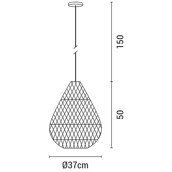 Φωτιστικό Κρεμαστό Μονόφωτο E27 Max 60W 370x500mm Rattan Λευκό ARTE ILLUMINA Kai - εικόνα 3