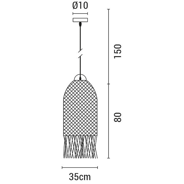 Φωτιστικό Κρεμαστό Μονόφωτο E27 Max 60W Ø350x2300mm Rattan Φυσικό Χρώμα ARTE ILLUMINA Kai - εικόνα 3
