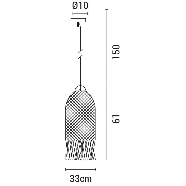 Φωτιστικό Κρεμαστό Μονόφωτο E27 Max 60W Ø33x210mm Rattan Λευκό ARTE ILLUMINA Kai - εικόνα 3