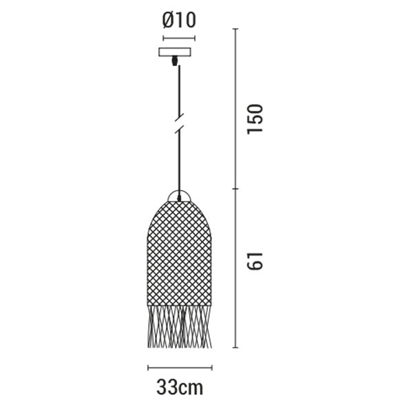 Φωτιστικό Κρεμαστό Μονόφωτο E27 Max 60W Ø33x210mm Rattan Μαύρο ARTE ILLUMINA Kai - εικόνα 3