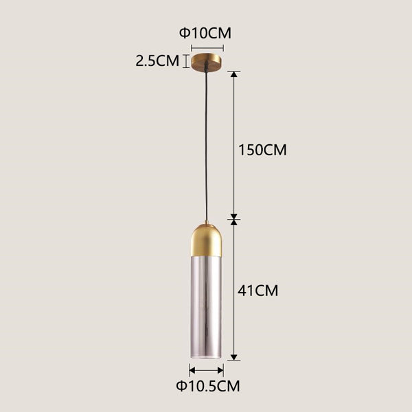 Φωτιστικό Κρεμαστό Μέταλλο Μονόφωτο 1xE27 Max 15W Φ100x1900mm Πράσινο - Χρυσό ARTE ILLUMINA Calliope - εικόνα 3