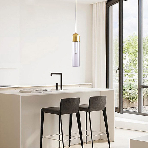 Φωτιστικό Κρεμαστό Μέταλλο Μονόφωτο 1xE27 Max 15W Φ100x1900mm Διάφανο - Χρυσό ARTE ILLUMINA Calliope - εικόνα 2