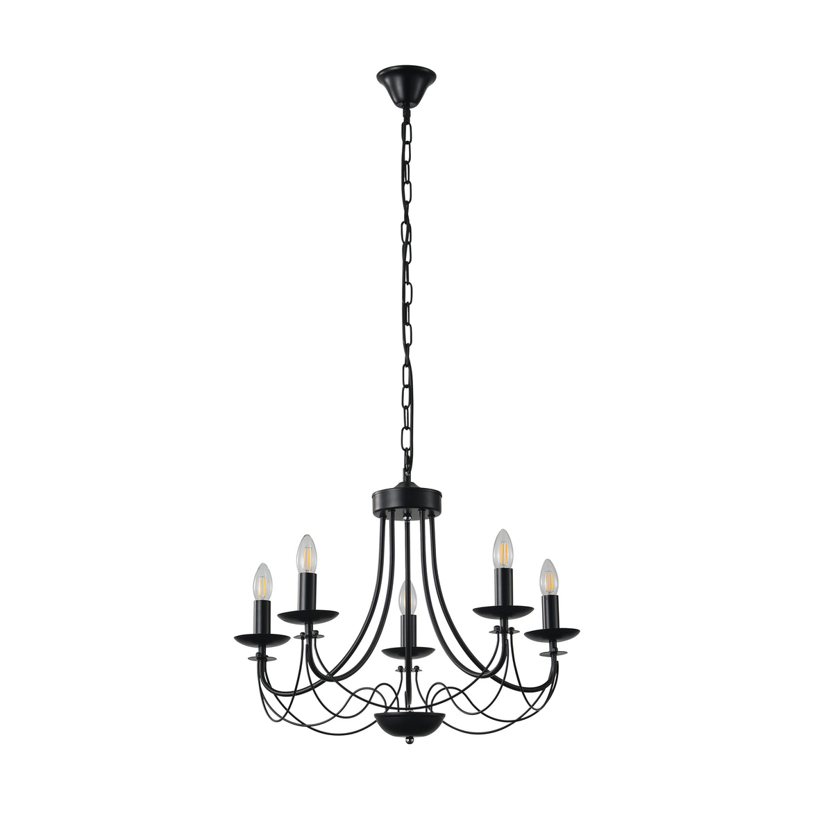 Φωτιστικό Κρεμαστό Μέταλλο 5φωτο 5xE14 Max 8W 600x940mm Μαύρο ARTE ILLUMINA Vault - εικόνα 2