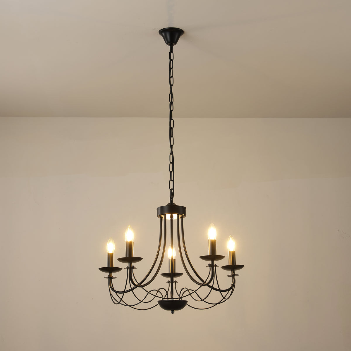 Φωτιστικό Κρεμαστό Μέταλλο 5φωτο 5xE14 Max 8W 600x940mm Μαύρο ARTE ILLUMINA Vault - εικόνα 3