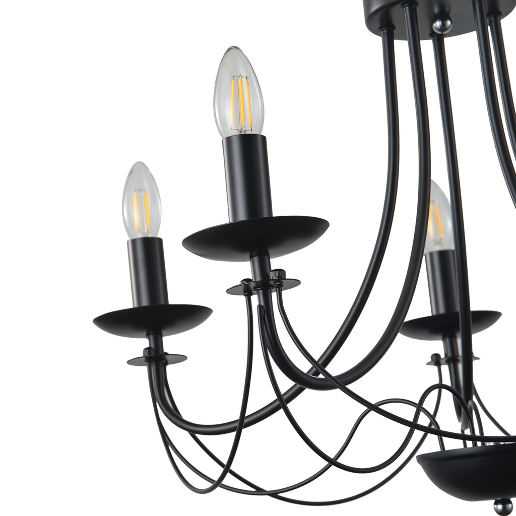 Φωτιστικό Κρεμαστό Μέταλλο 5φωτο 5xE14 Max 8W 600x940mm Μαύρο ARTE ILLUMINA Vault - εικόνα 4
