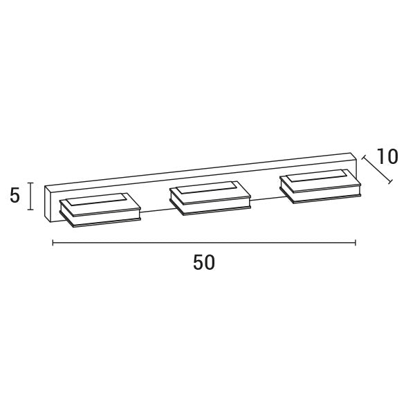 Απλίκα Τοίχου LED 12W 720Lm 4000κ Τετράγωνη 3φ 500x50x100 Νίκελ ARTE ILLUMINA - εικόνα 3