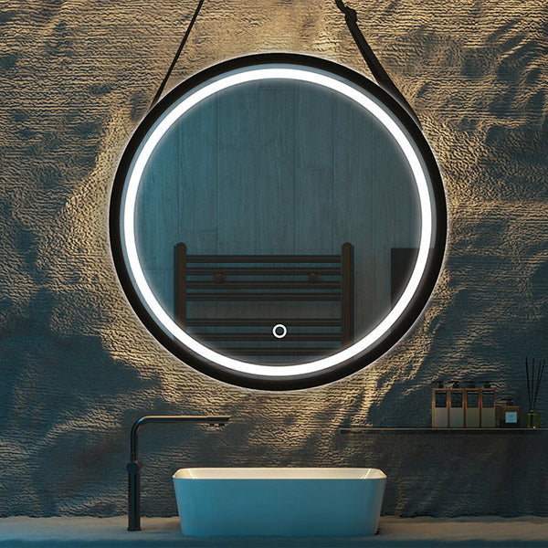 Καθρέπτης Στρογγυλός Touch LED με Μαύρο Στήριγμα LED 20W 1680Lm 3CCT (3500-4000-6500K) Φ600mm Μαύρος ARTE ILLUMINA Miro - εικόνα 2