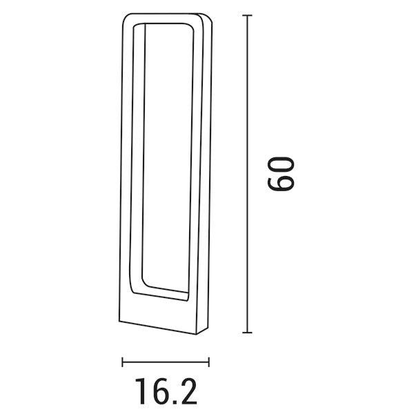 Κολωνάκι Αλουμινίου 12W 162x57x600 IP65 3000K Μαύρο ARTE ILLUMINA - εικόνα 2