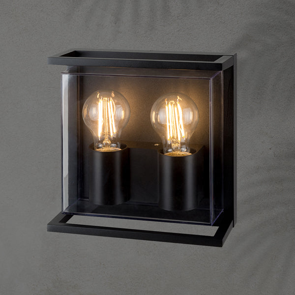 Απλίκα Τοίχου Μεταλλική E27 2x20W 220x220x95mm IP65 Μαύρη ARTE ILLUMINA - εικόνα 2