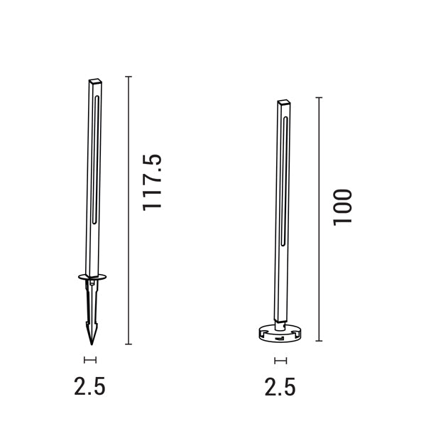 Κολωνάκι Αλουμινίου 15W 25x1000mm IP65 3000K Μαύρο ARTE ILLUMINA - εικόνα 4