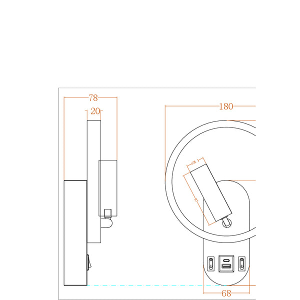 Απλίκα Ανάγνωσης Διπλού Φωτισμού LED 3+10W 150+600Lm 3000K 180x78x243mm με USB Type C Λευκή ARTE ILLUMINA Forma - εικόνα 2