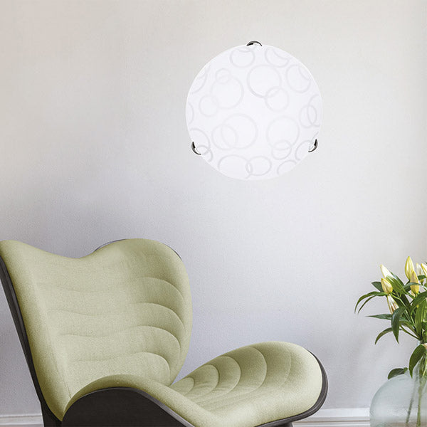 Πλαφονιέρα Τοίχου Γυαλί 1xE27 Max 15W Φ300x90mm Λευκό - Ασημί ARTE ILLUMINA Leia - εικόνα 2