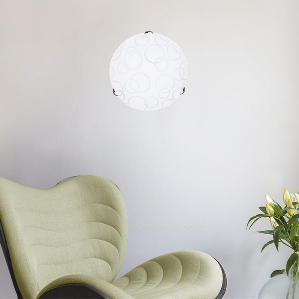 Πλαφονιέρα Τοίχου Γυαλί 2xE27 Max 15W Φ400x90mm Λευκό - Ασημί ARTE ILLUMINA Leia - εικόνα 2