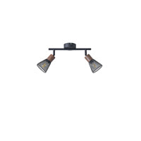 Σποτ με Δίχτυ Μέταλλο - Ξύλο 2φωτο 2xE14 Max 8W 255x80x145mm Μαύρο ARTE ILLUMINA MESHY - εικόνα 2