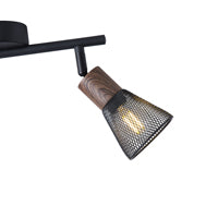 Σποτ με Δίχτυ Μέταλλο - Ξύλο 2φωτο 2xE14 Max 8W 255x80x145mm Μαύρο ARTE ILLUMINA MESHY - εικόνα 4