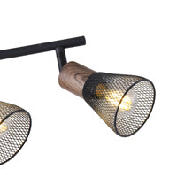 Σποτ με Δίχτυ Μέταλλο - Ξύλο 3φωτο 3xE14 Max 8W 390x80x145mm Μαύρο ARTE ILLUMINA MESHY - εικόνα 4