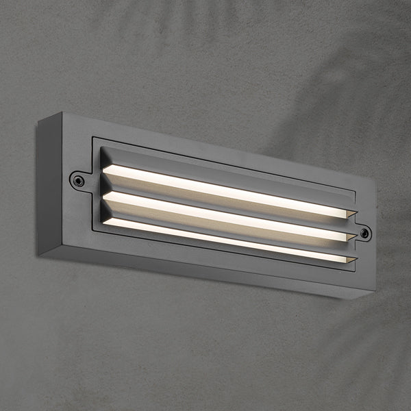 Φωτιστικό Τοίχου με Γρίλιες LED 6W 255x42x90 3CCT IP65 Γραφίτης ARTE ILLUMINA Senario - εικόνα 2