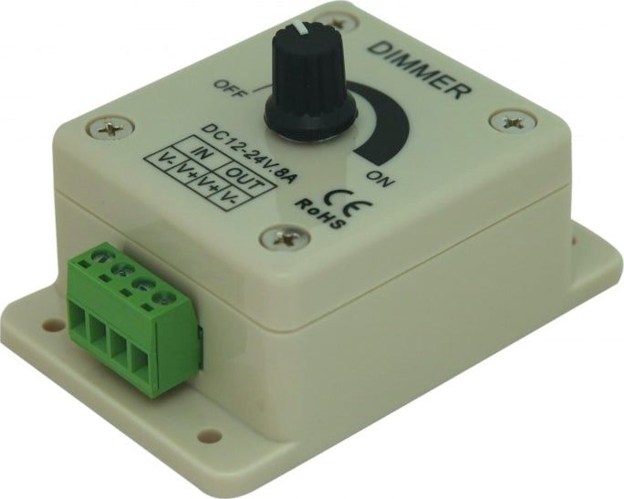Cubalux Επιτοίχιος Διακόπτης Dimmer με Πλαίσιο Ταινία LED Περιστροφικός με Ποτενσιόμετρο 8A 12-24VDC 13-0263